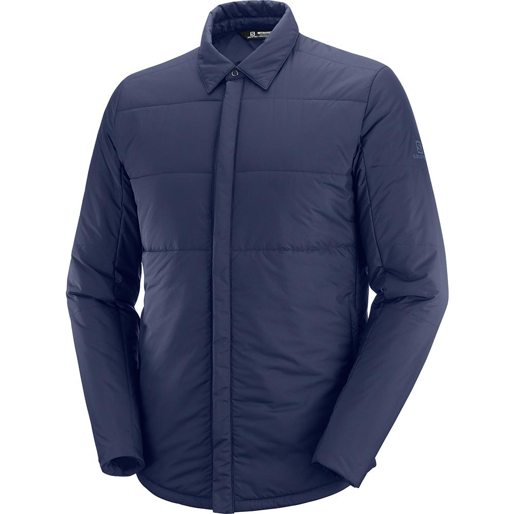 Warstwy Pośrednie Męskie Salomon SNOWSHELTER INSULATED SHIRT M - Granatowe - Polska (514-IZNKBC)